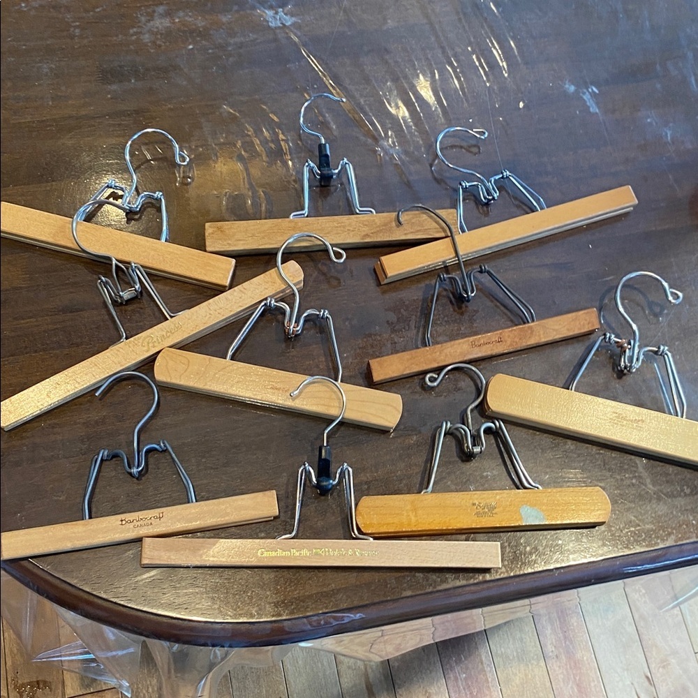 12 Vintage Wooden Trouser Clothes Hangers Setwell Sears Baribocraft CP Hotel
